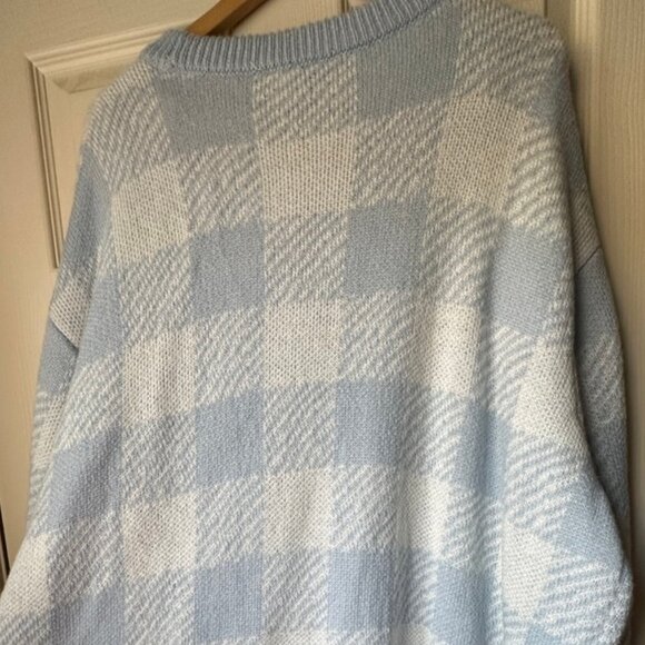 H&M Light Blue Gingham Knitted Sweater Dress Size XXL - Picture 4 of 4